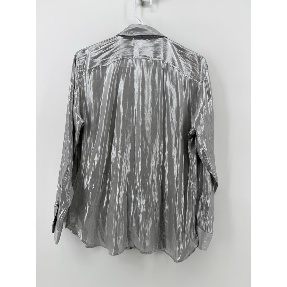Lauren Ralph Lauren Women's‎ Grayish Silver Metallic Button Up Shirt Size Small. - Picture 3 of 8